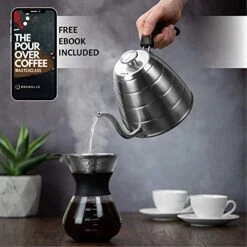 Brewello Gooseneck Kettle - Pour-Over Coffee Kettle With Built-in Thermometer And Triple-Layer Base (40-Ounce/1.2Liter) Stainless Steel Kettle For Baristas And Home Coffee Brewing Enthusiasts -KitchenAid Shop 516a7wuwTaL