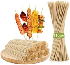 270PCS Bamboo Sticks Bulk - Premium Natural Wooden Skewers Bamboo Skewers Wood Sticks For BBQ, Open Fire Pit, Caramel Apples, Hamburger, Fruit, Grilling. Φ=3.5mm, L=15cm -KitchenAid Shop 516bWpsOmJL. AC