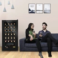 Compressor Wine Cooler Black Glass Door