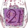 Enesco Designs By Lolita “21” Hand-painted Artisan Stemless Wine Glass, 20 Oz. -KitchenAid Shop 516e90ZYGCL