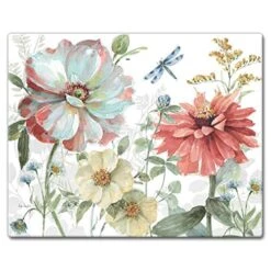 Art Spring Meadow 3mm Heat Tolerant Tempered Glass Cutting Board 15” X 12” Manufactured In The USA Dishwasher Safe