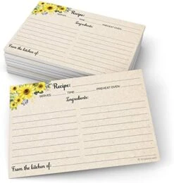 Sunflower Recipe Cards (Set Of 50) Large 4x6 - Rustic Kraft Tan, From The Kitchen Of - Double-Sided For Weddings, Bridal, Baby Shower - Made In USA -KitchenAid Shop 516uqV7i20L. AC