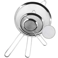 Fine Mesh Strainers - Premium Stainless Steel Colander Sieve Sifters, With Durable Mesh And Sturdy Handle, Excellent For Sifting Dry Ingredients, Flour, Pastas, Rice, Tea (3.15"+5.5"+7.87")