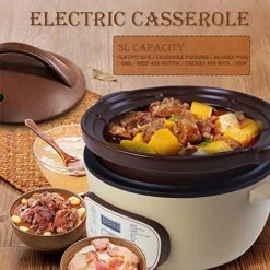 Ianji Electric Claypot Brown Rice Cooker Small DSG-TZ30 3.17 Quart, Adjustable Time Natural Ceramic Material Unglazed Porcelain 120V, Off-white And Brown -KitchenAid Shop 5175XeWY7cL