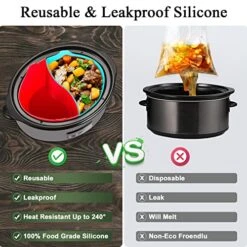 Slow Cooker Liners Compatible For Crock Pot 6 QT, Easyjoy For Crock Pot Liners For 6 Quart Oval Slow Cookers, Reusable Silicone Slow Cooker Liner For Crock Pot Divider Insert, Dishwasher Safe BPA Free -KitchenAid Shop 5177pME8TQL