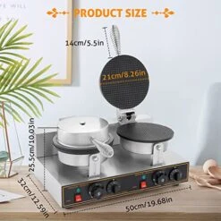 Ice Cream Cone Maker Commercial Waffle Cone Maker Machine Stainless Steel Electric Cone Waffle Maker Non-Stick Double Head Egg Roll Mold For Restaurant Home Use, 110V 2400W -KitchenAid Shop 51790XGNABL