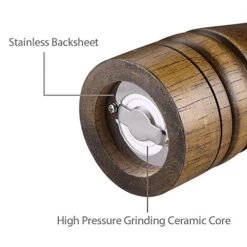 Salt Pepper Mill Solid Oaken Wood Pepper Grinder Strong Adjustable Ceramic Grinder (1 Piece) (Large) -KitchenAid Shop 517EIKiS7xL