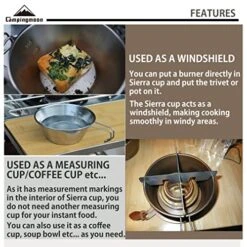 CAMPINGMOON 1pc Stainless Steel Camping Sierra Cup 310ml With 1pc Colander S-220/S-213 -KitchenAid Shop 517F7e9aUWL
