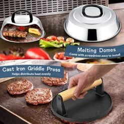 26Pcs Griddle Accessories Kit, Joyfair Flattop Grill Accessory Tools Set For Outdoor Camping BBQ, Include Melting Domes, Stainless Steel Spatula, Scraper, Cast Iron Burger Press, Storage Bag -KitchenAid Shop 517GpSoHT5L