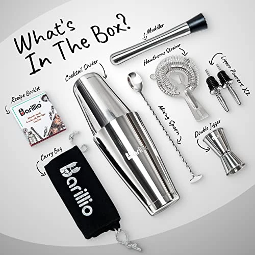 Ston Shaker Cocktail Shaker Set | Professional Bartender Kit With Weighted Martini Mixer, Hawthorne Strainer, Jigger, Mojito Muddler, Mixing Spoon & 2 Liquor Pourers…… 4 Ston Shaker Cocktail Shaker Set | Professional Bartender Kit With Weighted Martini Mixer, Hawthorne Strainer, Jigger, Mojito Muddler, Mixing Spoon & 2 Liquor Pourers…… - Image 2