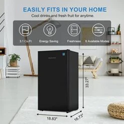 3.1 CU' Min Refrigerator, Compact Refrigerator, Small Refrigerator With Freezer, Black (FR 310 BK)