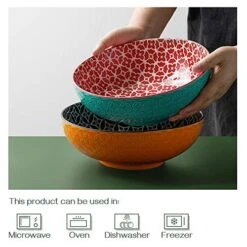 Large Serving Bowls, 9.5 Inch Fruit Salad Bowls, Decorative Serving Dishes For Entertaining, 70 OZ Pasta Bowls Set Of 2, Vibrant Color Ramen Bowls For Party, Mothers Day Gift, Home Decor -KitchenAid Shop 517eNbPHIxL