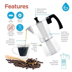 Milano Stove Top Espresso Maker (6 Espresso Cup Size 9.3 Oz) Silver, And Battery Operated Milk Frother Bundle For Lattes -KitchenAid Shop 517evGIFAAL
