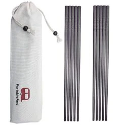 5-pairs Fiberglass Reusable Chopsticks Set Dishwasher Safe 9 1/2 Inches For Sushi, Noodles And Asian Food With Multi-purpose Cotton Drawstring Carry Case