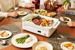 Doran Doran 3 In 1 Electric Skillet, Combo Multi Cooker, Rectangle Hot Pot Fryer Pan Griddle And Grill With Safe Nonstick Coating, Steady Heat, Glass Lid (red) -KitchenAid Shop 517jAybbfxL 2