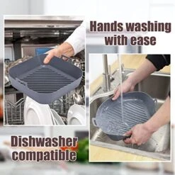 Silicone Liners Square Extra Large 2 Pcs, For 6 To 9 Qt Air Fryer Baskets, Non-stick Food-grade Reusable Silicone Pot Baking Tray -KitchenAid Shop 517jL66jXvL