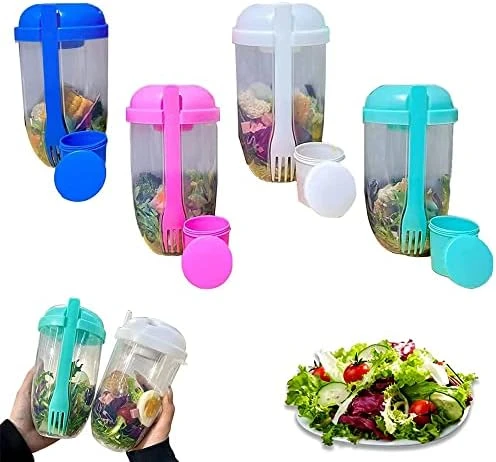 Keep Fit Salad Meal Shaker Cup, 2022 New Fresh Salad Cup To Go, Portable Salad Shaker With Fork And Salad Dressing Holder, Fruit And Vegetable Salad Cup Container Perfect For Work, Travel, Picnic 9 Keep Fit Salad Meal Shaker Cup, 2022 New Fresh Salad Cup To Go, Portable Salad Shaker With Fork And Salad Dressing Holder, Fruit And Vegetable Salad Cup Container Perfect For Work, Travel, Picnic - Image 7