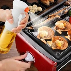 Oil Sprayer For Cooking, 200 Ml Olive Oli Sprayer, Oil Mister, Food Grade Olive Oli Sprayer Bottle, Oil Spritzer For Cooking, Kitchen, Air Fryer, Salad, Baking, Grilling, Frying, Roasting (White) -KitchenAid Shop 517lBNQCbSL