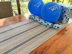 Nautical Table Runner - Cotton Decorative Embroidered Design – Natural, Navy Blue And White -Coastal Lighthouse (72 Inch) -KitchenAid Shop 517sUO1hfCL