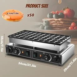 Mini Dutch Pancake Maker 50PCS, Commercial Non-stick Pancake Baker Machine 50-300℃ Temp And 0-5 Time Control Electric Muffin Maker Stainless Steel For Home And Restaurants, 110V -KitchenAid Shop 517u5w9roxL