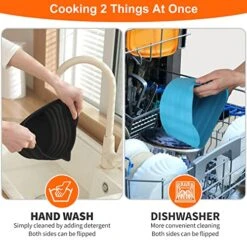 Slow Cooker Liners Fit Crock-pot 6 Quart Oval Slow Cooker, Reusable Slow Cooking Divider Liner, Silicone Insert For 6QT Pot, Dishwasher Safe(Blue+Black) -KitchenAid Shop 5182ciKZC7L