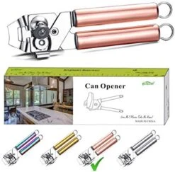 Can Opener, Stainless Steel Gold Handle Can Opener, Titainium Golden Plating Handle Can Opener Hand Held, Smooth Edge Manual Can Opener, Heavy Duty (Gold) -KitchenAid Shop 5184vtPUuaL. AC