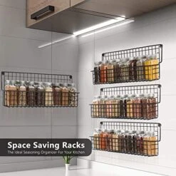Hanging Spice Racks With Jars, 4-Tier Wall Mounted Metal Spice Racks With 32 Pcs 4oz Glass Spice Jars, Easy To Install Space Saving Organizer Shelf With Seasoning Bottles For Your Kitchen And Pantry -KitchenAid Shop 518Ag32MnAL
