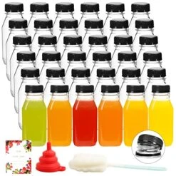 36 PCS Juice Bottles With Caps 8 Oz Small Bottles For Liquids, Plastic Containers With Lids, Clear Juicing Bottles Reusable, Mini Fridge Bottles For Juicing, Smoothie, Drinking, Beverages