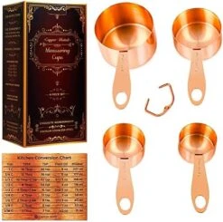 Copper Measuring Cups And Spoons Set Of 9 - Premium Gift Packaging + Cooking Conversions Chart. Extra Sturdy Stainless Steel With Copper Finish, Satin And Mirror Polish. Gift Under 25 Dollars. -KitchenAid Shop 518O DO0XL. AC