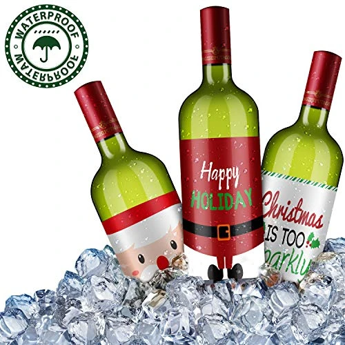 12 Pieces Christmas Wine Label Bottle Stickers Xmas Wine Bottle Cover Gift Set For Christmas Party Holiday Decor Supplies, 6 Styles ( Santa Claus Style) 6 12 Pieces Christmas Wine Label Bottle Stickers Xmas Wine Bottle Cover Gift Set For Christmas Party Holiday Decor Supplies, 6 Styles ( Santa Claus Style) - Image 4