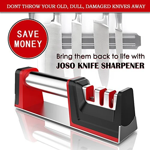 Knife Sharpener, Joso Professional Kitchen 3 Stage Stainless Knife Sharpener With Diamond Tungsten Ceramic To Repair, Restore And Polish Blades And Scissor Quickly, Safely, Easy To Use, Non-Slip Base 4 Knife Sharpener, Joso Professional Kitchen 3 Stage Stainless Knife Sharpener With Diamond Tungsten Ceramic To Repair, Restore And Polish Blades And Scissor Quickly, Safely, Easy To Use, Non-Slip Base - Image 2