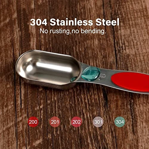 Magnetic Measuring Spoons Set,18/8 Stainless Steel With Upgraded Extend Handle, Dual Sided, Stackable, Adjustable Teaspoon And Tablespoon Kitchen Gadgets Set Of 7 5 Magnetic Measuring Spoons Set,18/8 Stainless Steel With Upgraded Extend Handle, Dual Sided, Stackable, Adjustable Teaspoon And Tablespoon Kitchen Gadgets Set Of 7 - Image 3