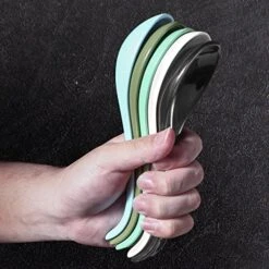 Asian Soup Spoon Set Of 6, 6.75 Inch Ultra-fine Ceramic Chinese Soup Spoons, Black Japanese Soup Spoon For Cereal Stews Ramen Pho Wonton Dumpling Miso, Deep Oval Hook Design, Dishwasher Safe -KitchenAid Shop 518mtvUGbxL