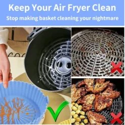 Air Fryer Silicone Liners 8 Inch, 2 Pack Air Fryer Accessories For Ninja Air Fryer Liners Reusable With Handle, Basket For 5 QT To 7 QT, Red & Blue -KitchenAid Shop 518qrXgtulL