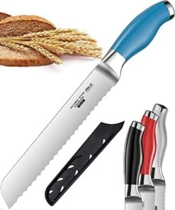 Serrated Bread Knife With Upgraded Stainless Steel Razor Sharp Wavy Edge Width - Bread Cutter Ideal For Slicing Homemade Bread, Bagels, Cake (8-Inch Blade With 5-Inch Handle) -KitchenAid Shop 518s0CcG2aL. AC