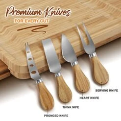 Large Charcuterie Board Set With 4x Cheese Knives, 2x Ceramic Bowls - 13x 13 Inch Bamboo Charcuterie Boards - Magnet Drawers - Bachelor Party Gift, Anniversary, Wedding Gifts For Couples - Wine It Now -KitchenAid Shop 518vTreEOjL