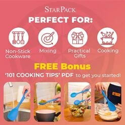 Ium Silicone Cooking Utensils Set - Five 10.5" Pieces - Kitchen Utensil Set Heat Resistance To 600°F - Hygienic One-Piece Design Silicone Utensil Set For Mixing & Cooking (Blue) -KitchenAid Shop 518wdBUDMcL