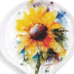 Sunflower Watercolor Yellow On White 5 X 5 Glossy Stoneware Spoon Rest -KitchenAid Shop 518zGoA8OCL
