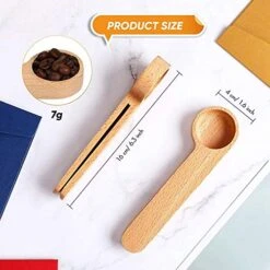5 Pcs Wooden Coffee Scoop And Bag Clip Measure Spoon 2-In-1 Bags Measuring Spoon For Beans,Espresso Coffee,Tea -KitchenAid Shop 5191inhWahL