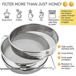 Honey Filter, 2 Piece - Honey Extractor Equipment, Honey Bucket Strainer Honey Extractor Stainless Steel Sieve