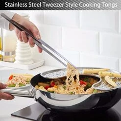 2 Pcs 12-Inch Cooking Tweezers Stainless Steel, Straight Food Tweezers, Professional Kitchen Tweezers/Forceps For Cooking Repairing And BBQ (12-Inch, Silver) -KitchenAid Shop 5194ReiLdQL