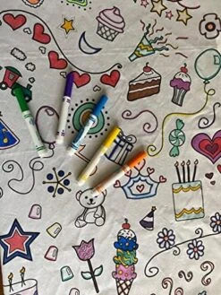 – Food Fun Design – Square Tablecloth - Fabric Coloring Tablecloth - Colorable Designs – Washable And Reusable – Coloring Activity For Children And Adults -KitchenAid Shop 5196M4QJHcL. AC