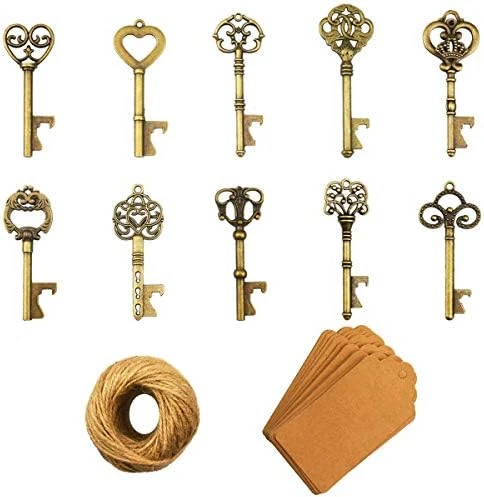 Key Bottle Openers - 50Pcs Vintage Skeleton Key Bottle Opener With Kraft Paper Gift Tags And Twine For Wedding Favors Antique Rustic Party Decoration, 10 Styles (Bronze) 6 Key Bottle Openers - 50Pcs Vintage Skeleton Key Bottle Opener With Kraft Paper Gift Tags And Twine For Wedding Favors Antique Rustic Party Decoration, 10 Styles (Bronze) - Image 4
