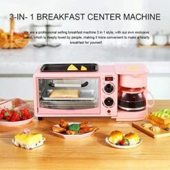 3 In 1 Breakfast Maker Station Toaster Oven With 30-Min Timer, Heat Selector Mode, 4-Cup Coffeemaker, Griddle, Toaster Oven, Pink -KitchenAid Shop 519DcOGmp3L