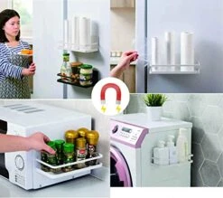 YCOCO Spice Rack For Refrigerator,Single Tier Refrigerator Spice Storage Shelf,Easy To Install The Side Of Refrigerator Can Hold Spices,Salt,Pepper,Space Saving Black Pack Of 2 -KitchenAid Shop 519IZ9352jL