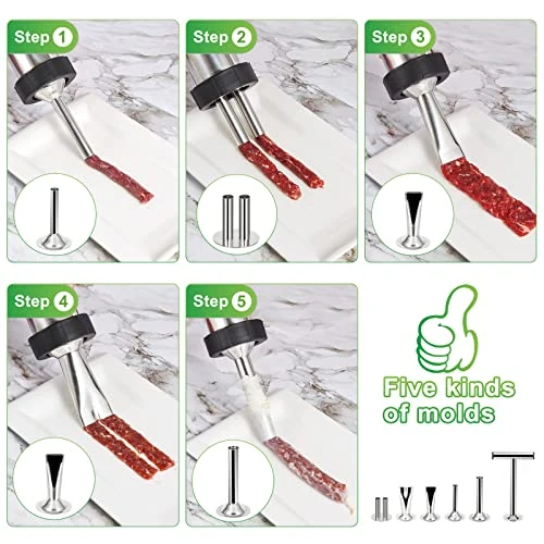 Upgraded Stainless Steel 2 LB Large Capacity Jerky Gun 2 Pound Beef Jerky Sausage Gun Meat Gun Jerky Shooter Jerky Kits Sausage Stuffer Machine With 5 Stainless Steel Nozzles 5 Brushes & Meat Pusher 6 Upgraded Stainless Steel 2 LB Large Capacity Jerky Gun 2 Pound Beef Jerky Sausage Gun Meat Gun Jerky Shooter Jerky Kits Sausage Stuffer Machine With 5 Stainless Steel Nozzles 5 Brushes & Meat Pusher - Image 4