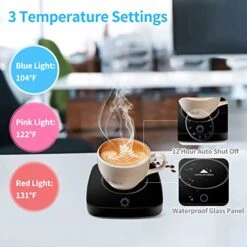 Coffee Mug Warmer, Smart Coffee Warmer For Desk Auto Shut Off Tea Cup Warmer With 3 Temperature Setting, Beverage Warmer Heating Pad For Cocoa Milk Water Coffee Beverage Wax Cup (up To 131°F)