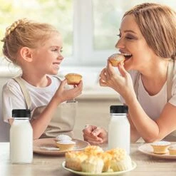 5 Pcs 5 Ounce Plastic Juice Bottle Drink Containers Juicing Bottles With Black Lids, Suitable For Juice, Smoothies, Milk And Homemade Beverages, 150 ML -KitchenAid Shop 519KlToC3pL