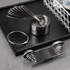 Measuring Cups And Spoons Set Stainless Steel Includes 8 Heavy Duty Measuring Cups 8 Double Sided Magnetic Measuring Spoons And 1 Leveler For Dry And Liquid Ingredients 12 Measuring Cups And Spoons Set Stainless Steel Includes 8 Heavy Duty Measuring Cups 8 Double Sided Magnetic Measuring Spoons And 1 Leveler For Dry And Liquid Ingredients -KitchenAid Shop 519Kq7FqeSL