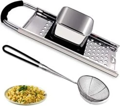 Spaetzle Maker And Spider Strainer Set, Stainless Steel German Egg Noodle Dumpling Maker With Rubber Grip Handle & Safety Pusher KP002 By CHIVIOR -KitchenAid Shop 519OYJVnOCL. AC